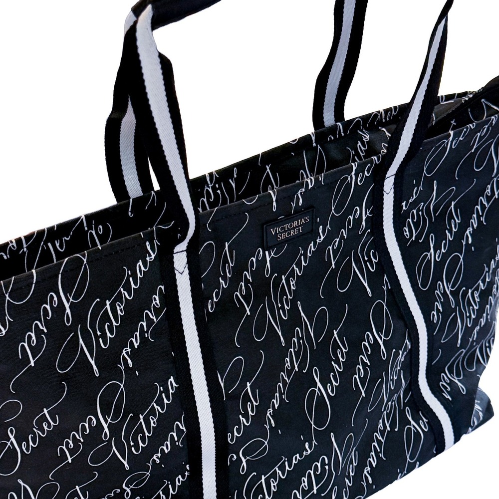 Victoria's Secret Logo Weekender Tote Black White Signature 26689486 16 X 22